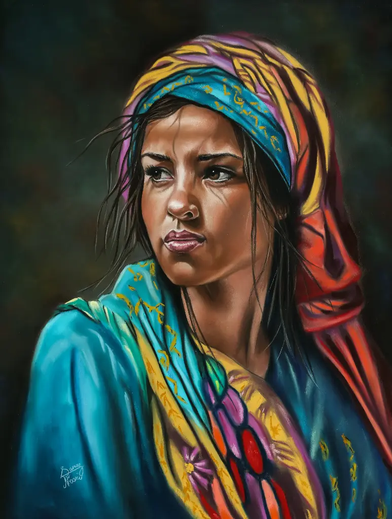 Expectant (Lady With Colorful Scarf)
