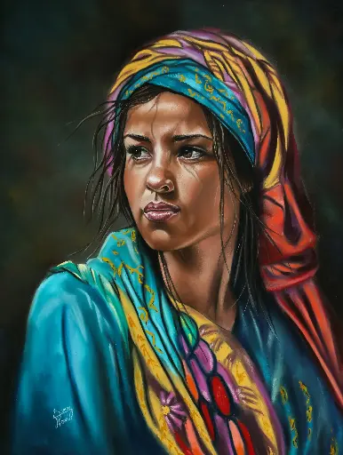 Expectant (Lady With Colorful Scarf)