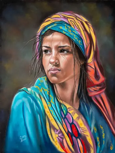 Expectant (Lady With Colorful Scarf)