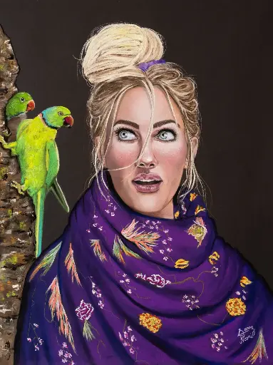 Lady and Parrots