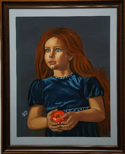 Red Hair Girl With Red Apple